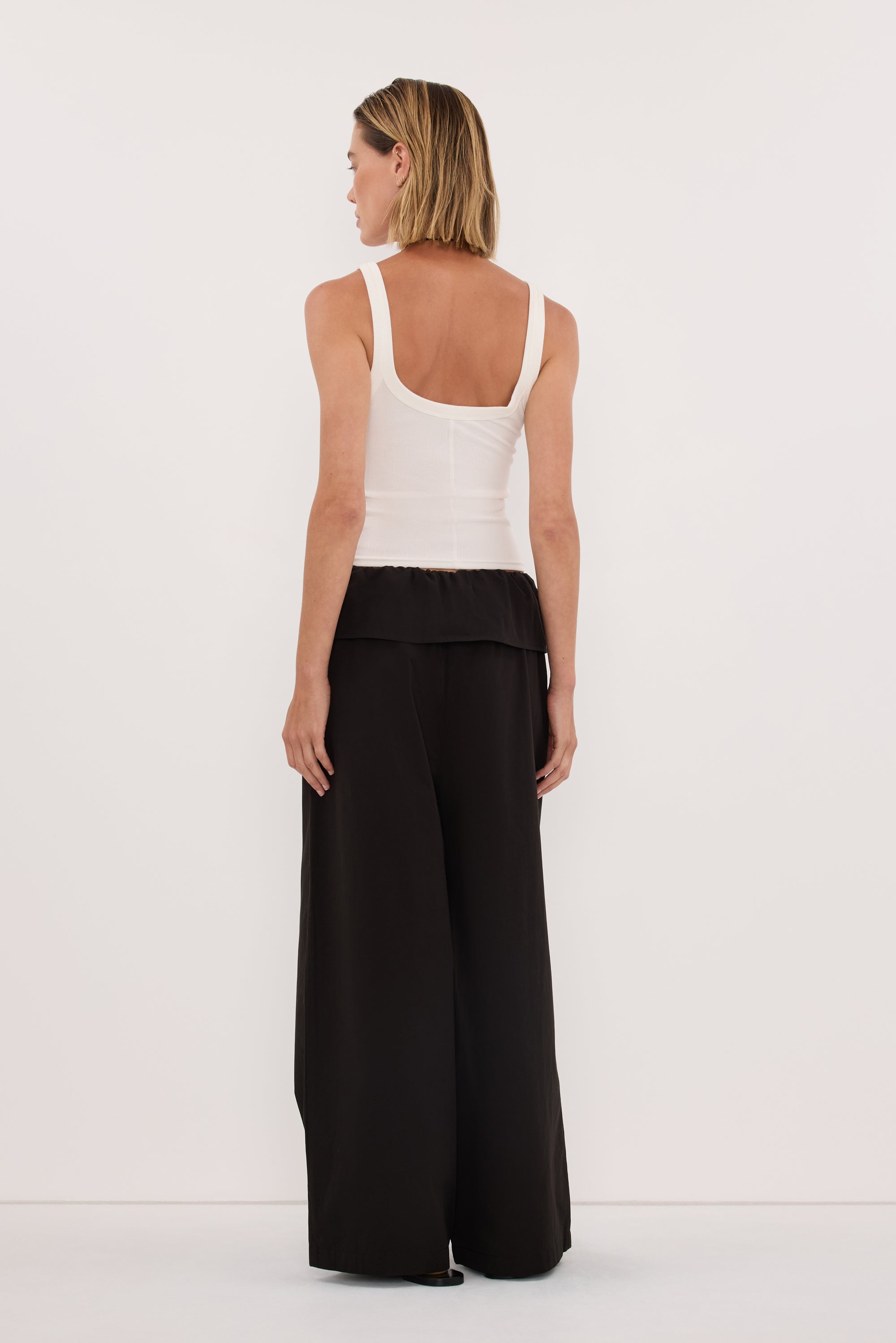 BENTLEE BLACK COTTON FISHERMAN PANT