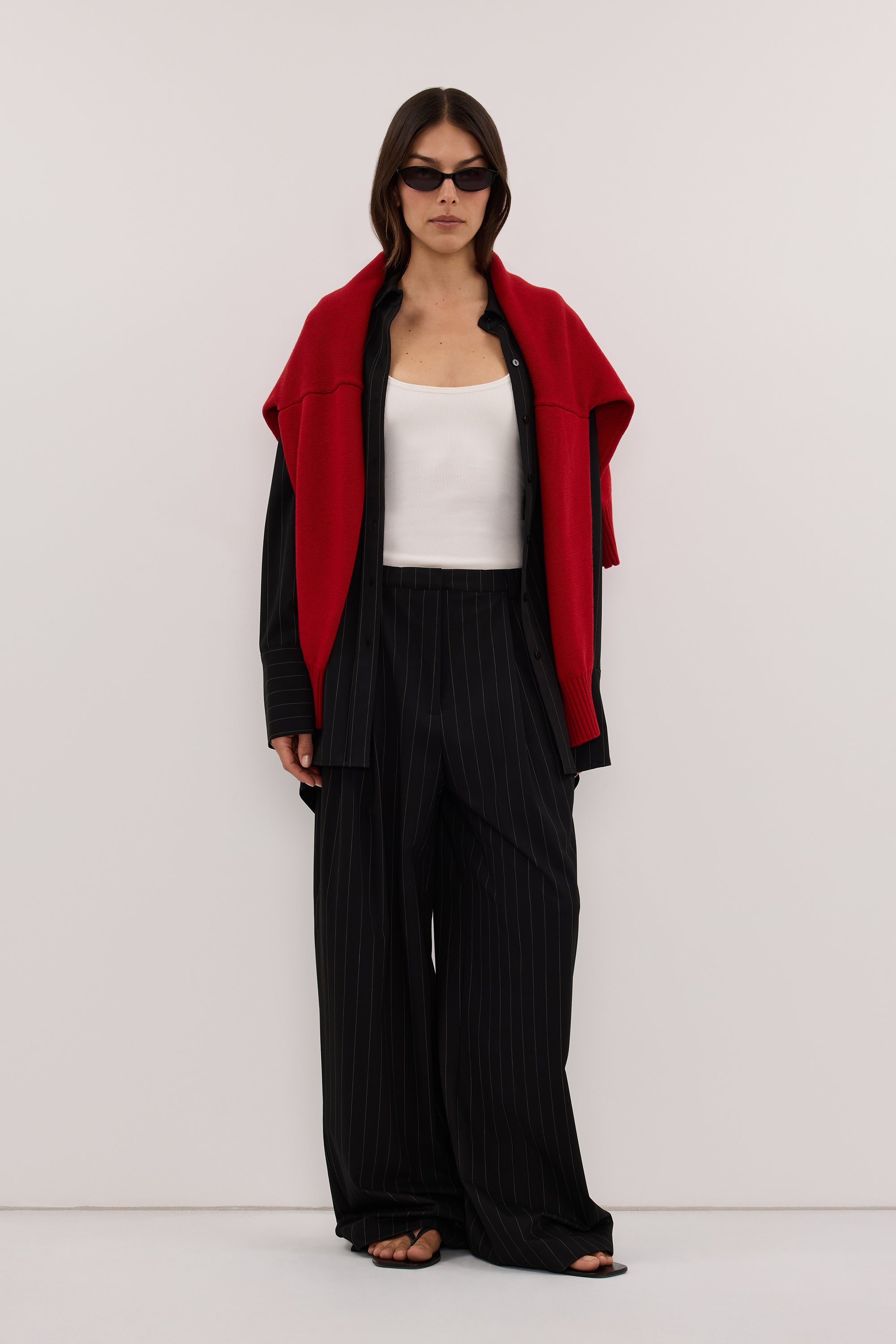 SIAN BLACK STRIPE TAILORED WIDE PANT