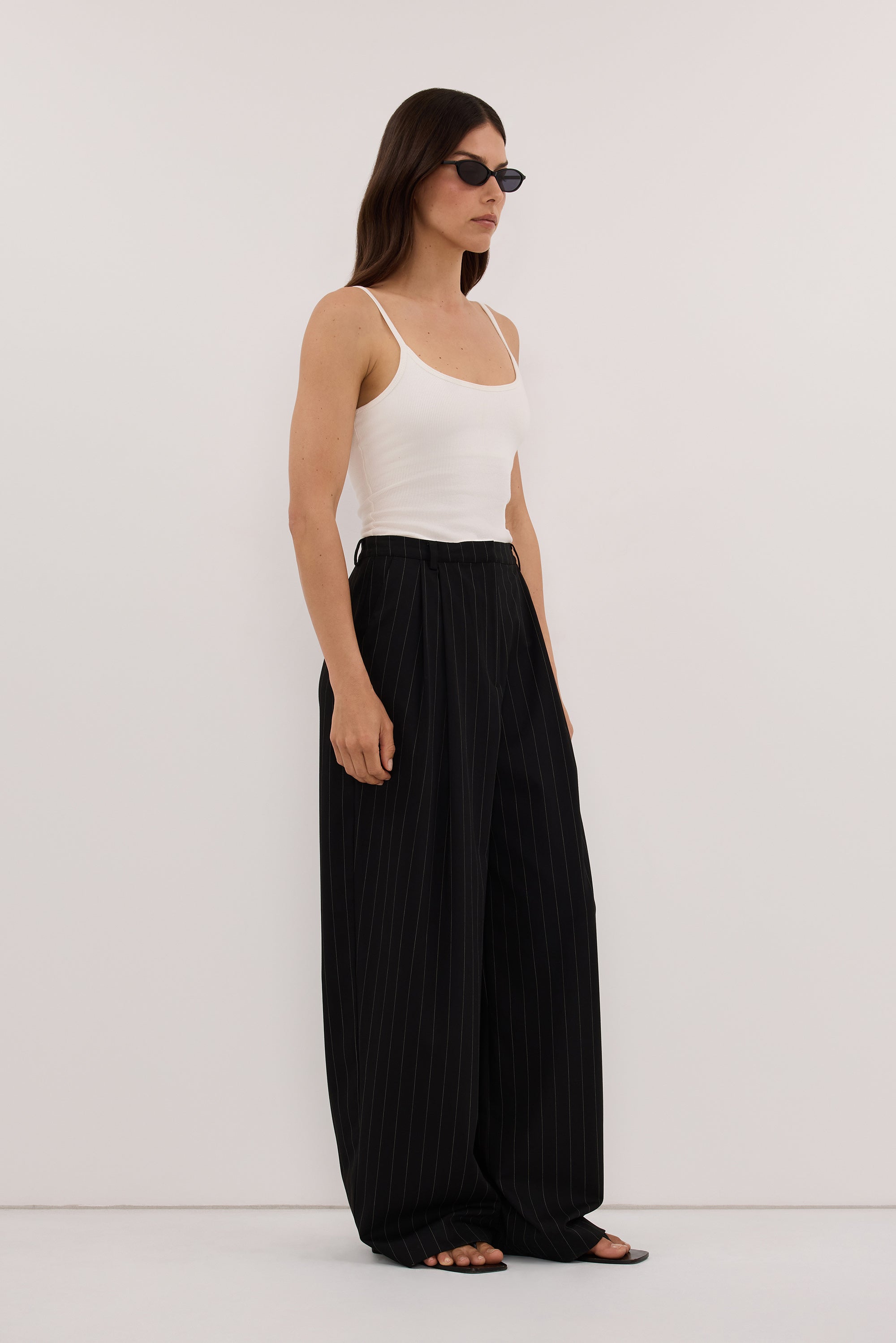 SIAN BLACK STRIPE TAILORED WIDE PANT