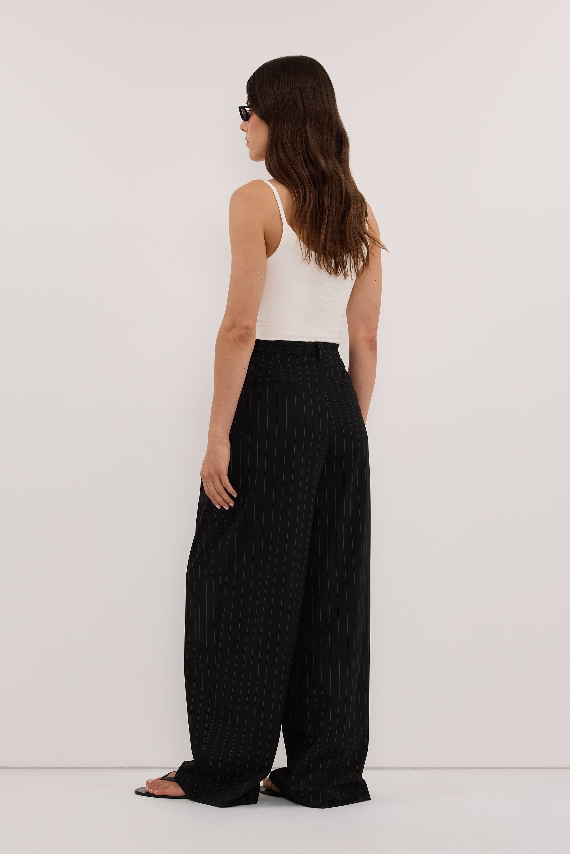 SIAN BLACK STRIPE TAILORED WIDE PANT