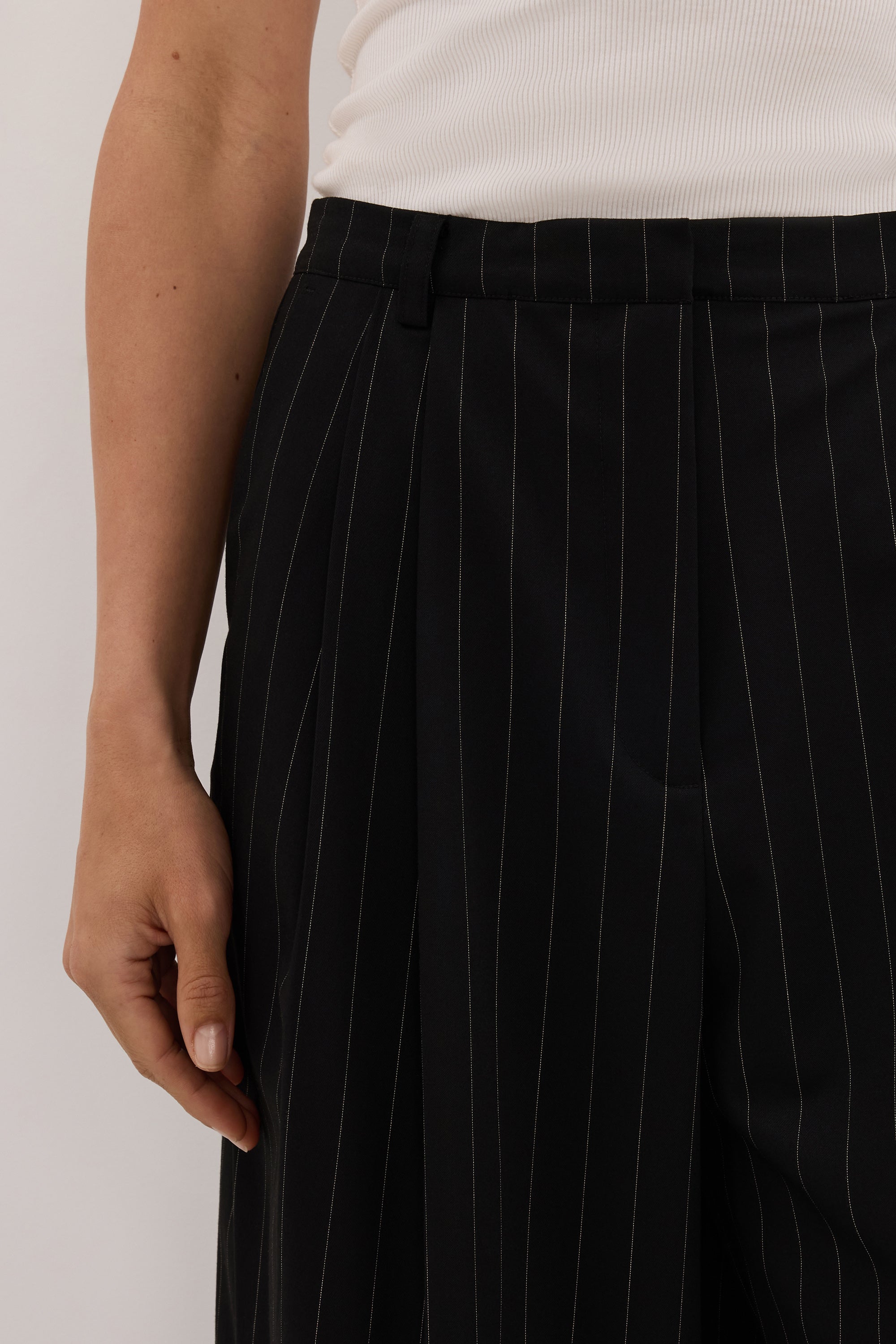 SIAN BLACK STRIPE TAILORED WIDE PANT