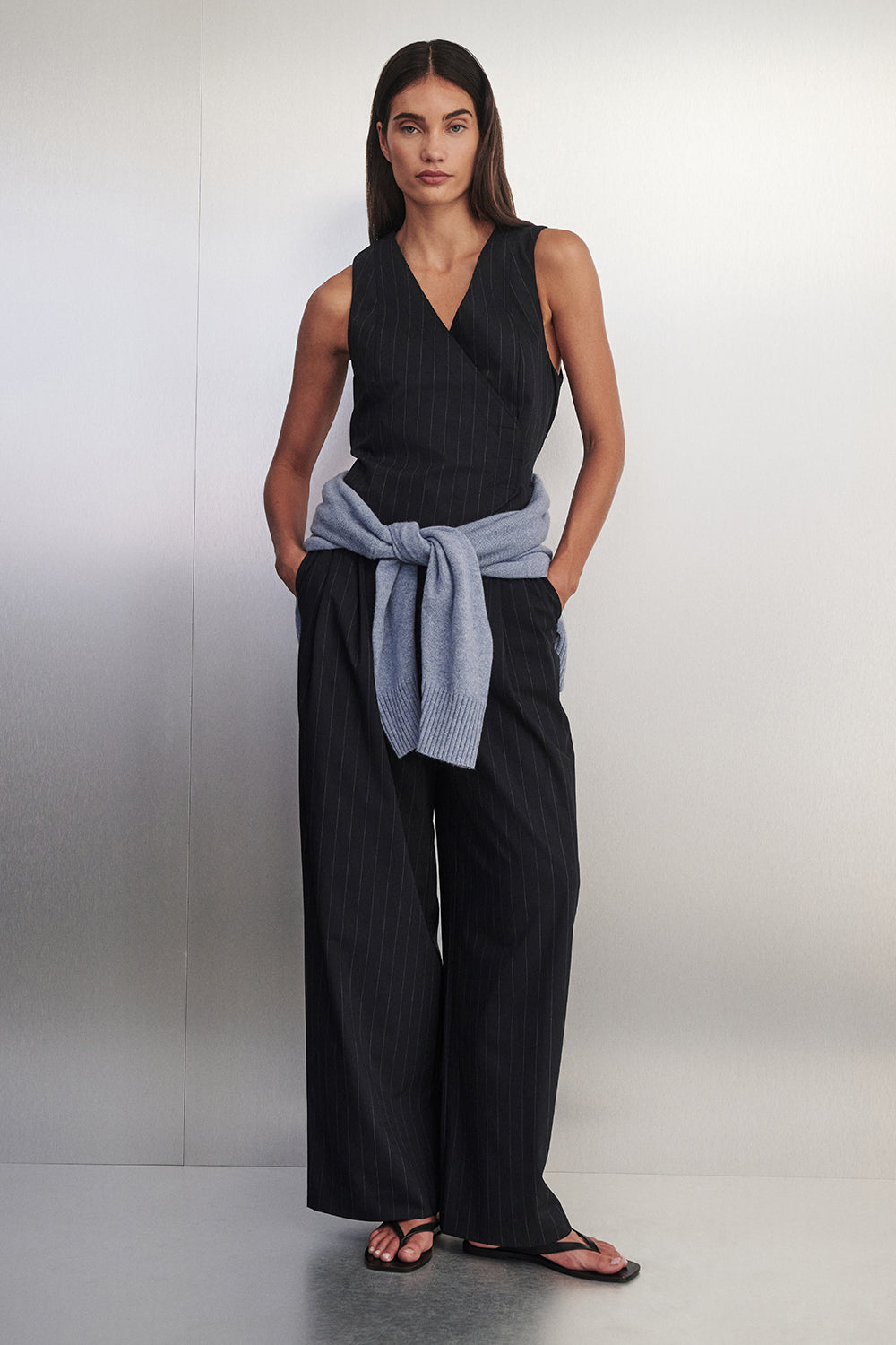 SIAN INK STRIPE TAILORED WIDE PANT