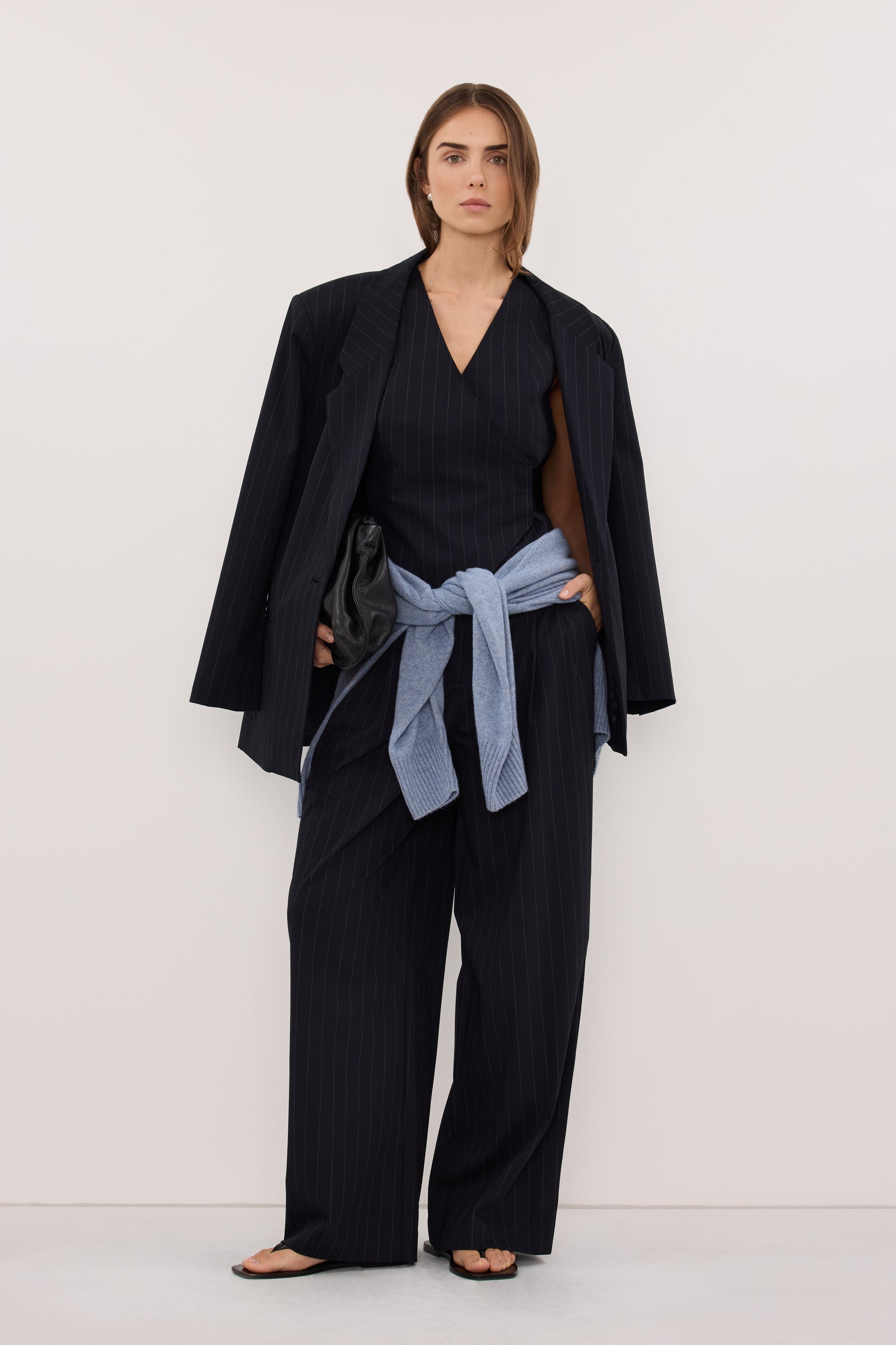SIAN INK STRIPE TAILORED WIDE PANT