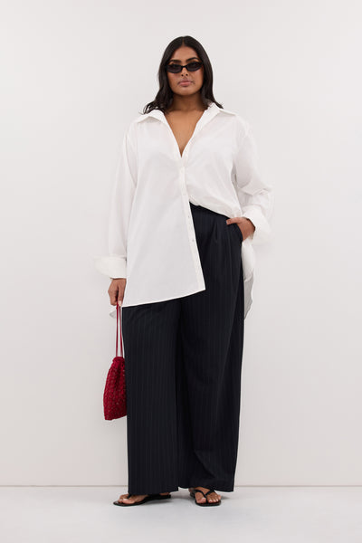 Shanaya wearing SIAN INK STRIPE TAILORED WIDE PANT