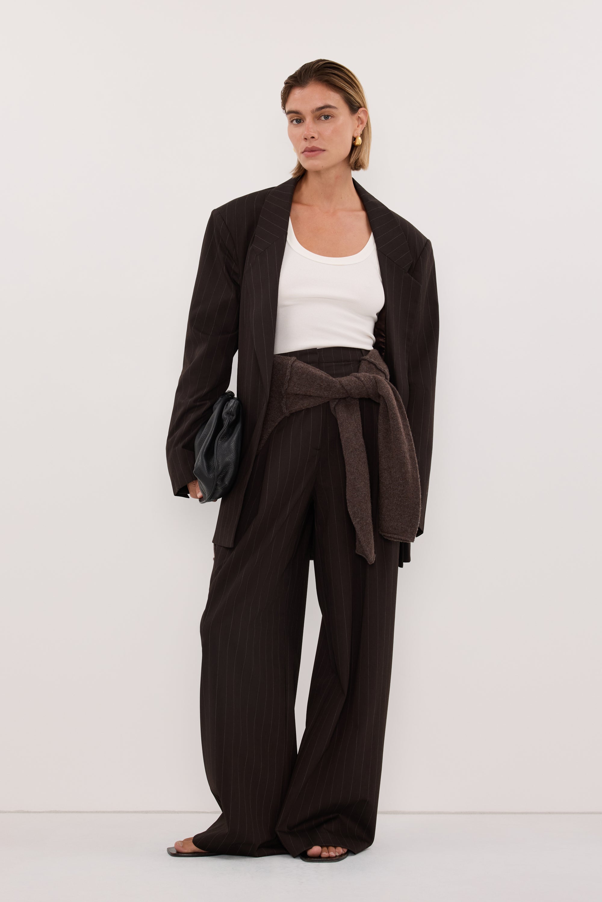 SIAN PEAT CHOC TAILORED WIDE PANT