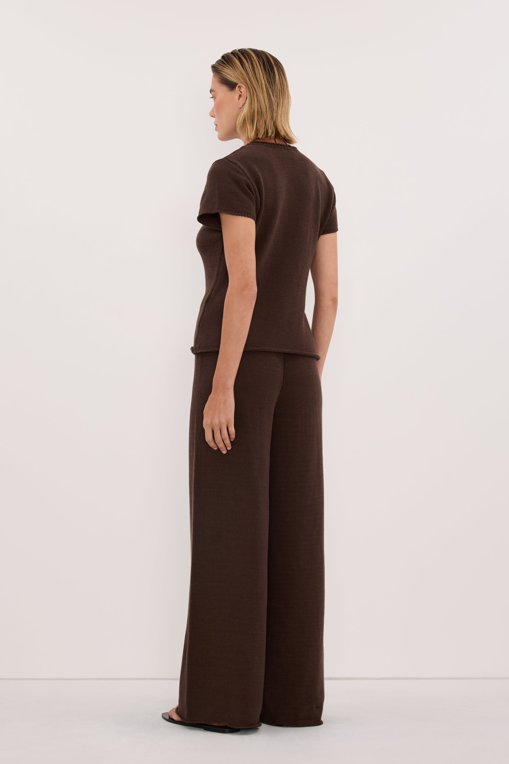 ORIA BURNT CHOC COTTON KNIT PANT