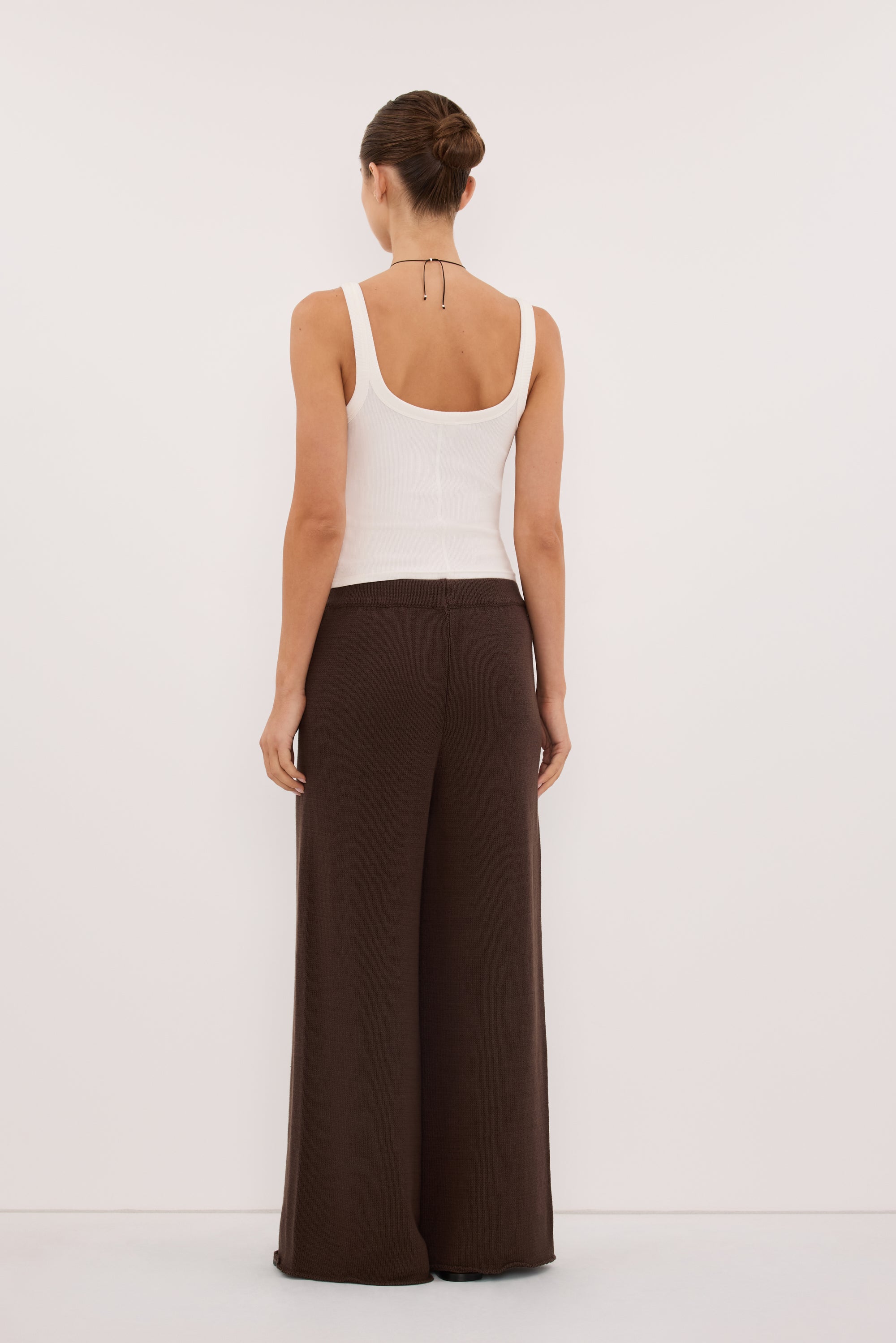 ORIA BURNT CHOC COTTON KNIT PANT