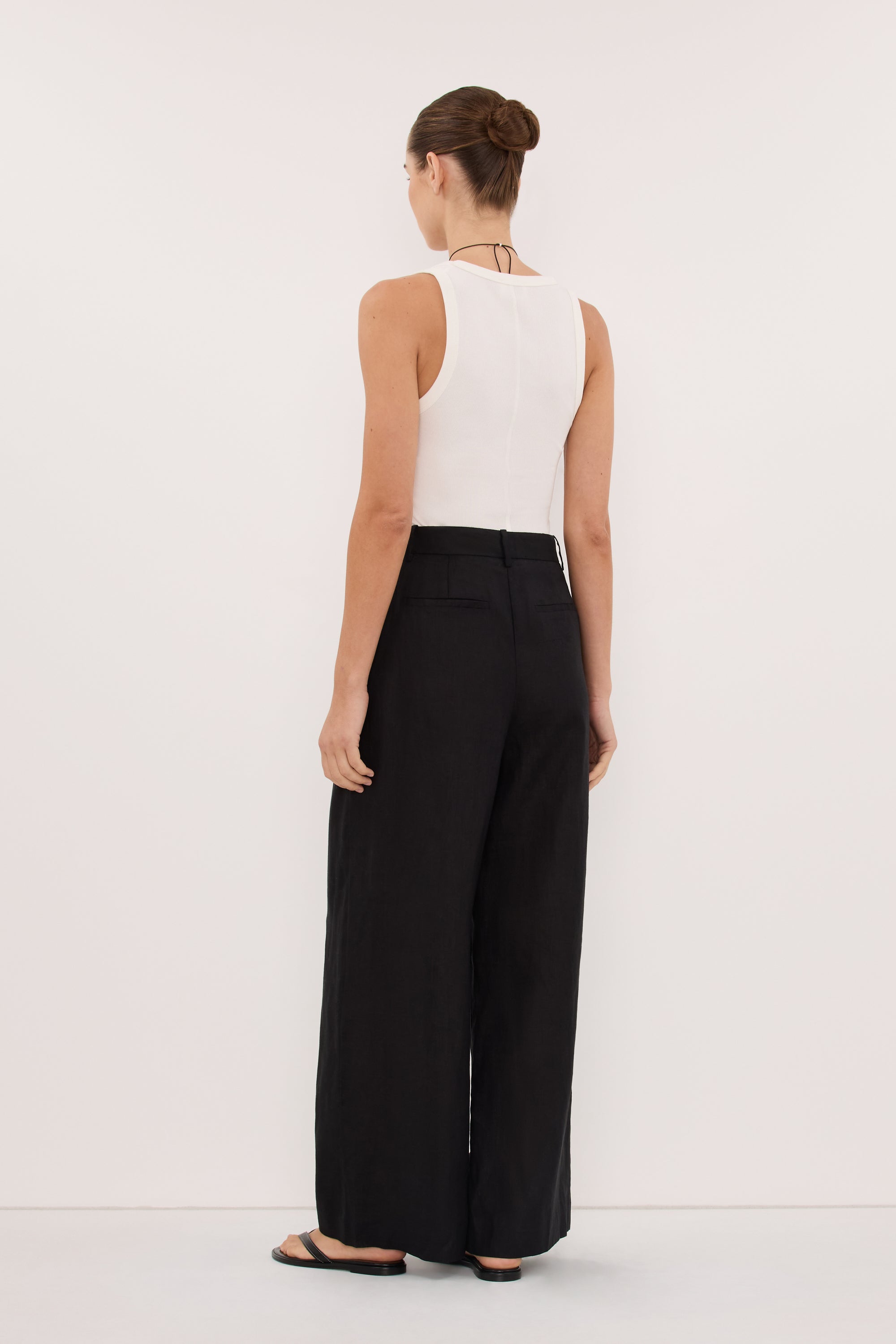 EASTON BLACK WIDE LEG LINEN PANT