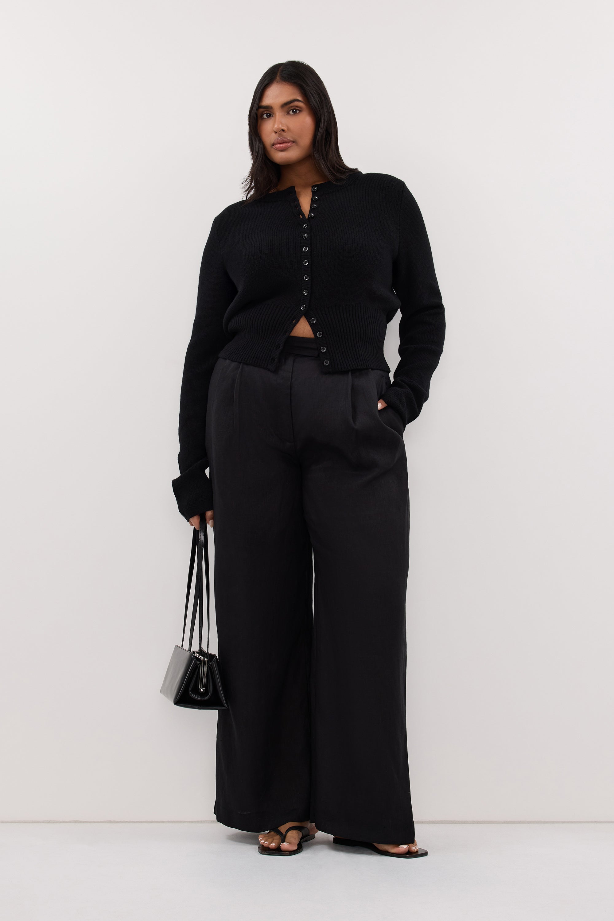 EASTON BLACK WIDE LEG LINEN PANT