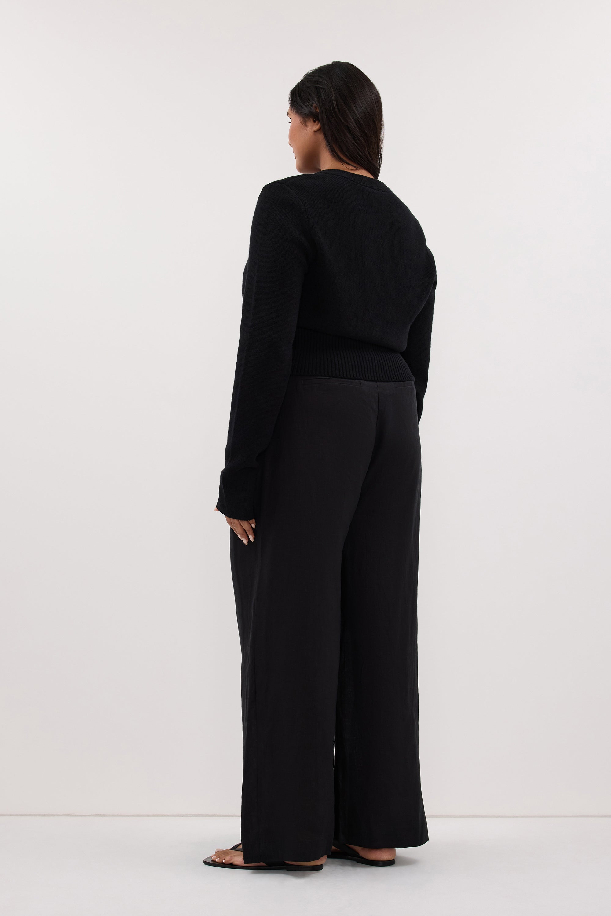 EASTON BLACK WIDE LEG LINEN PANT
