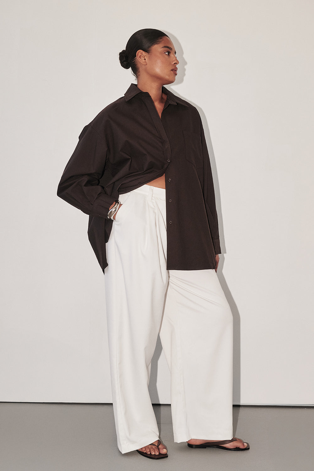 EASTON WHITE WIDE LEG LINEN PANT