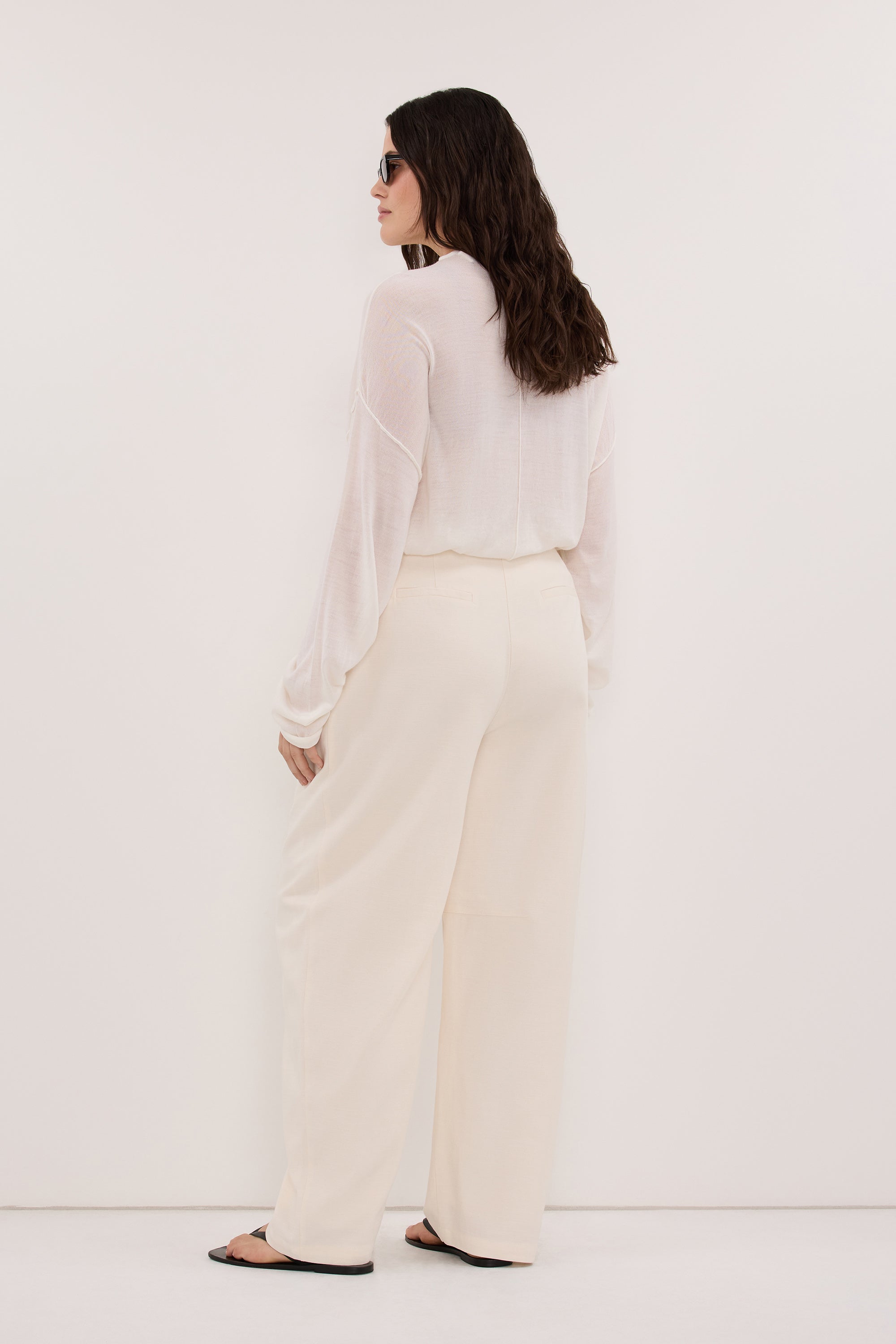 CAMILLE CREAM TWILL BARREL LEG PANT