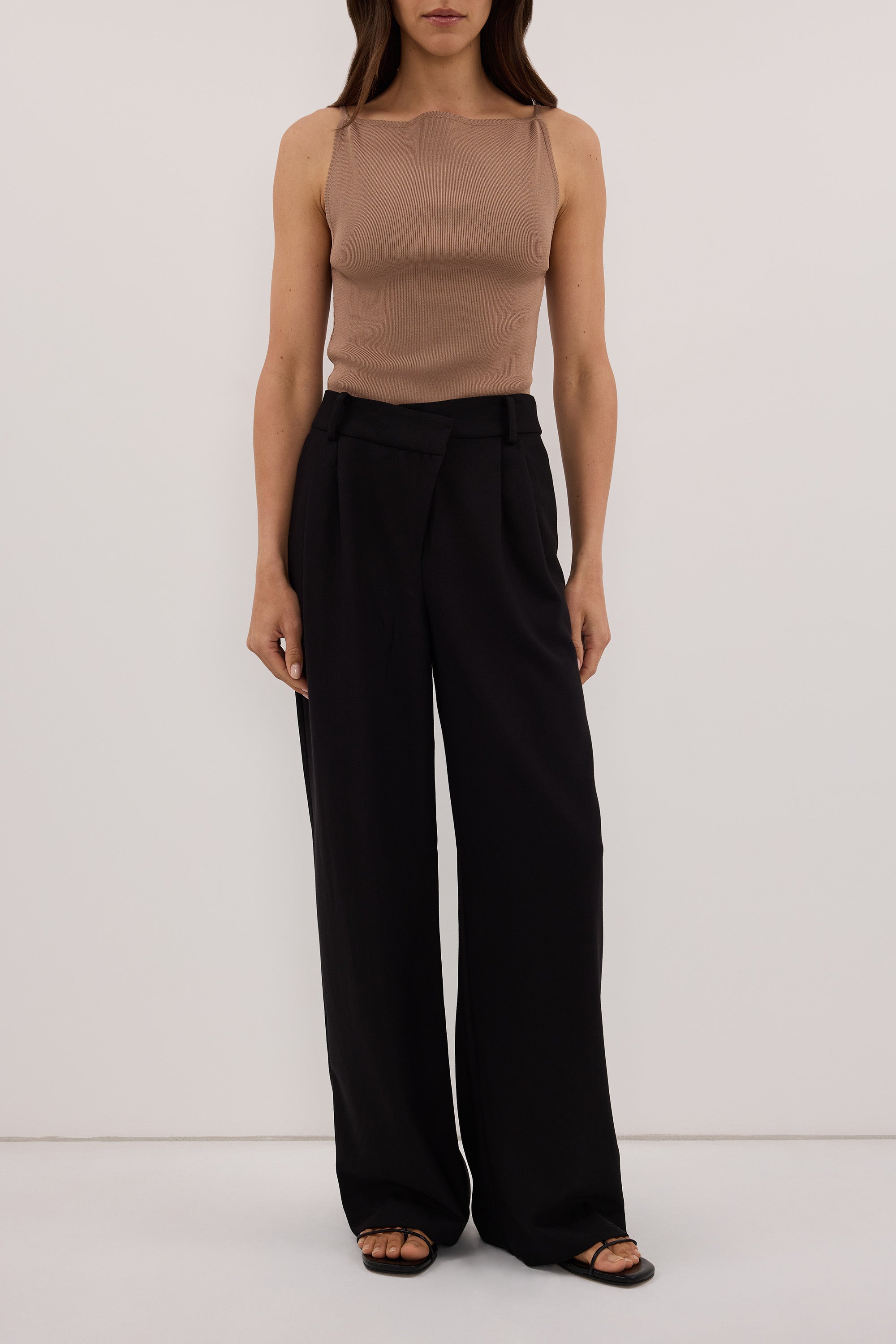 VIDA BLACK ASYM WAISTBAND PANT