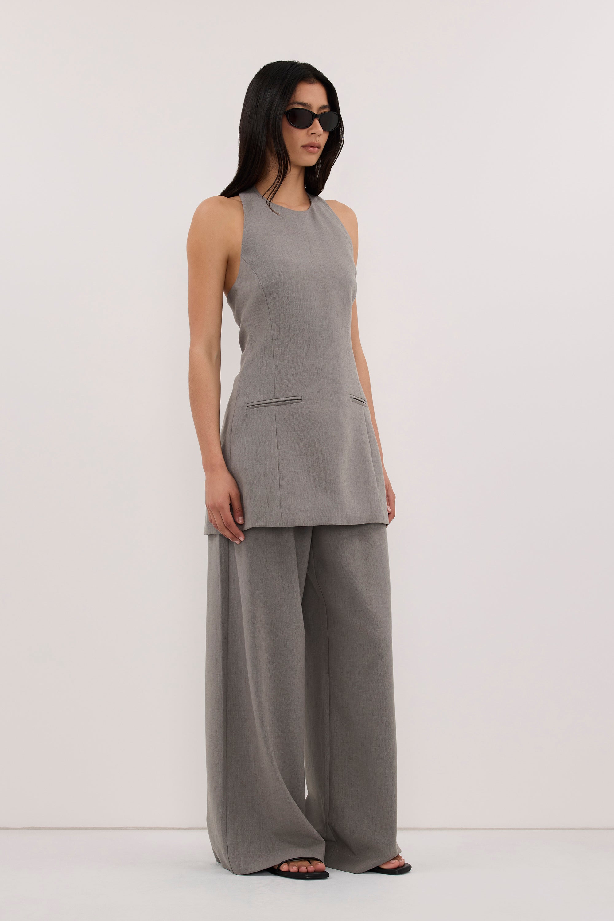KENDALL STEEL GREY WIDE LEG PANT