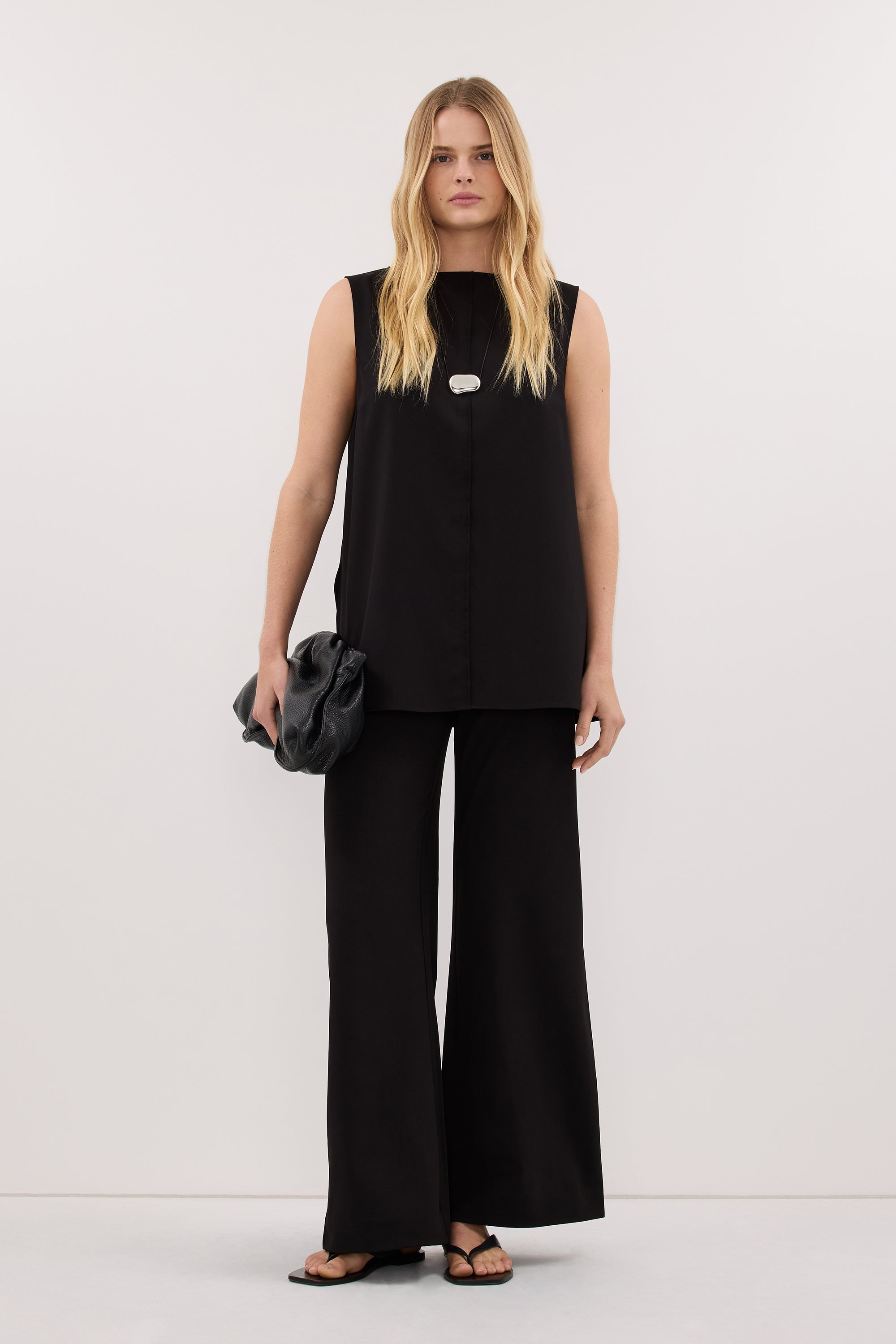 PARKER BLACK FLAT FRONT PANT