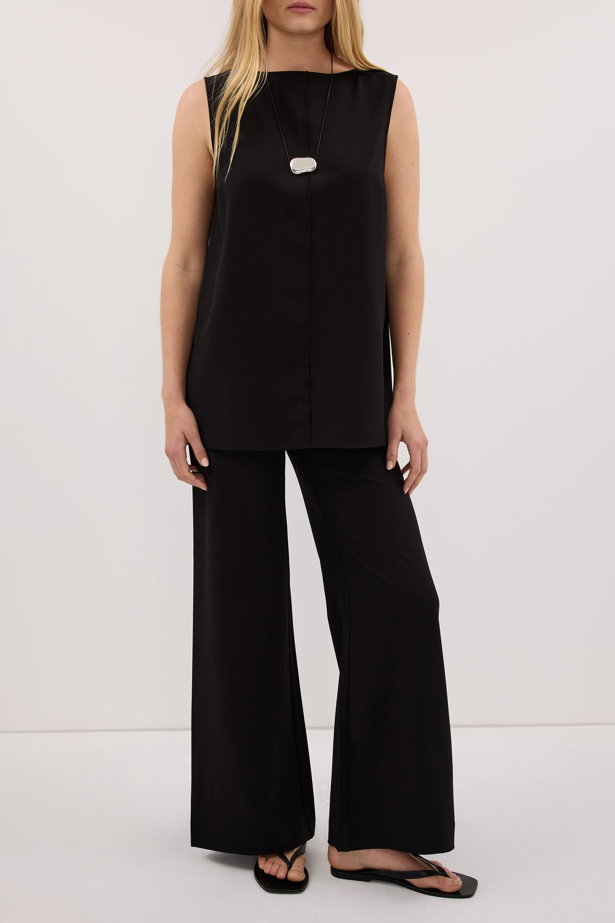 PARKER BLACK FLAT FRONT PANT