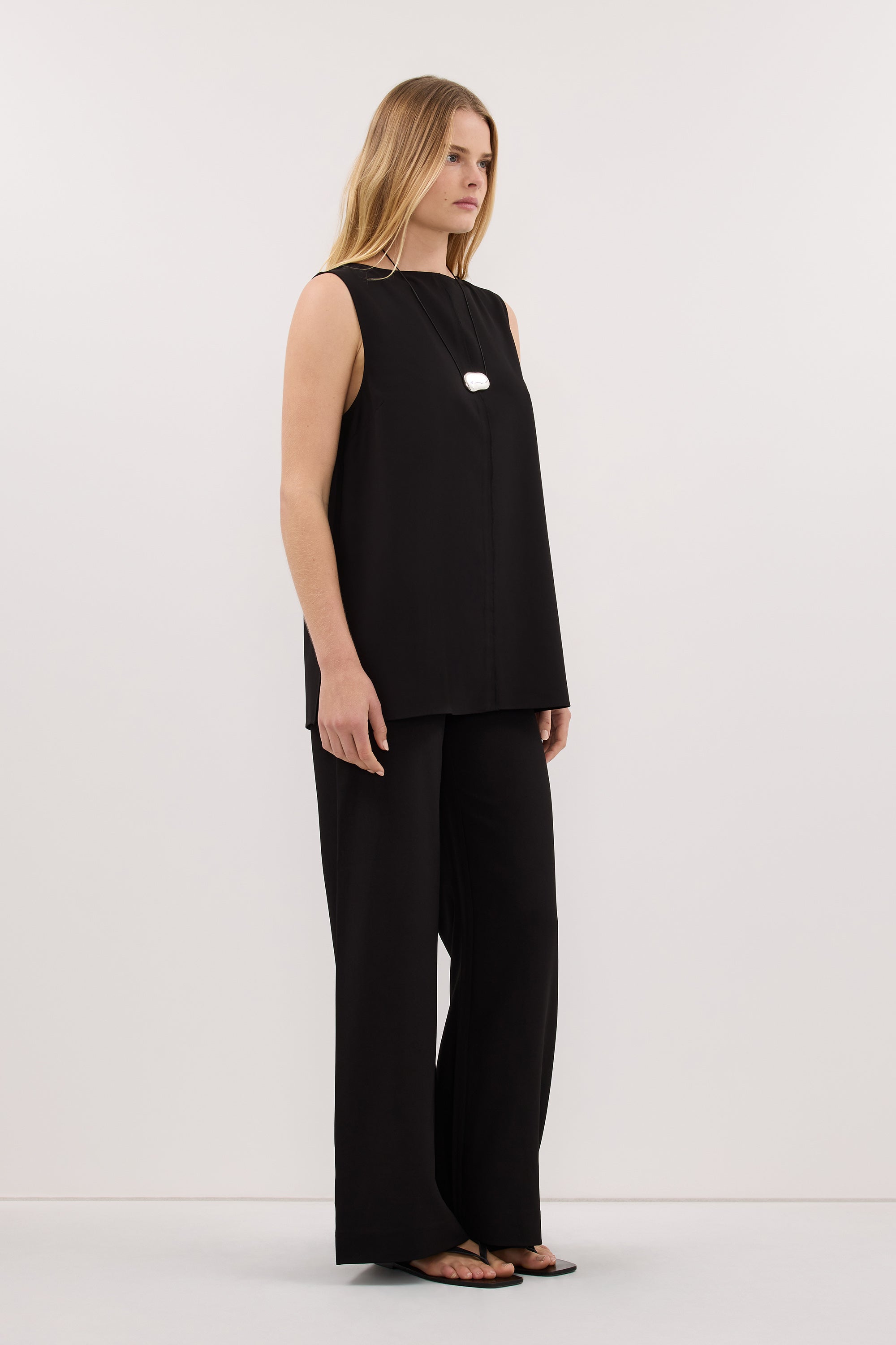 PARKER BLACK FLAT FRONT PANT