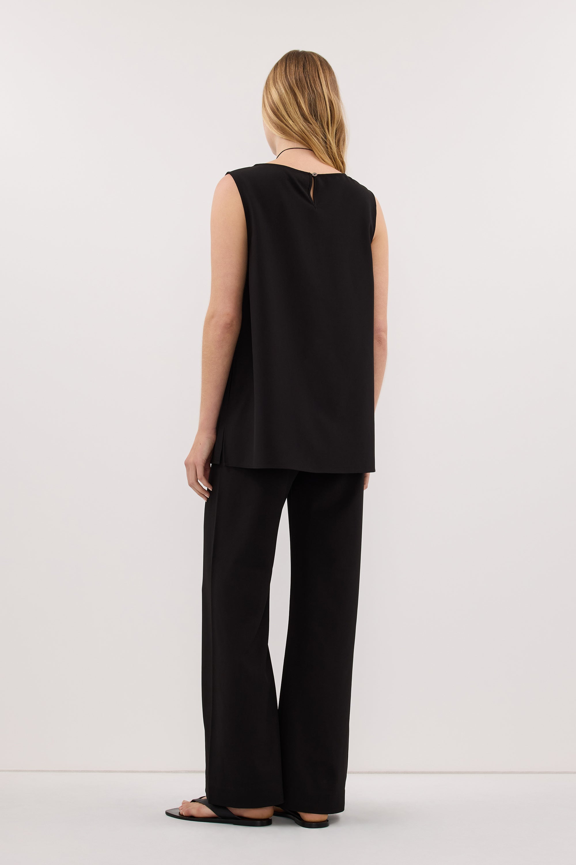 PARKER BLACK FLAT FRONT PANT