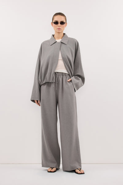 Stas wearing KENDALL STEEL GREY DRAWSTRING PANT