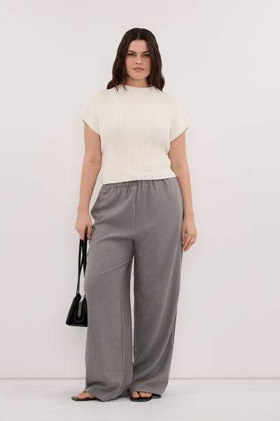Jasmine wearing KENDALL STEEL GREY DRAWSTRING PANT