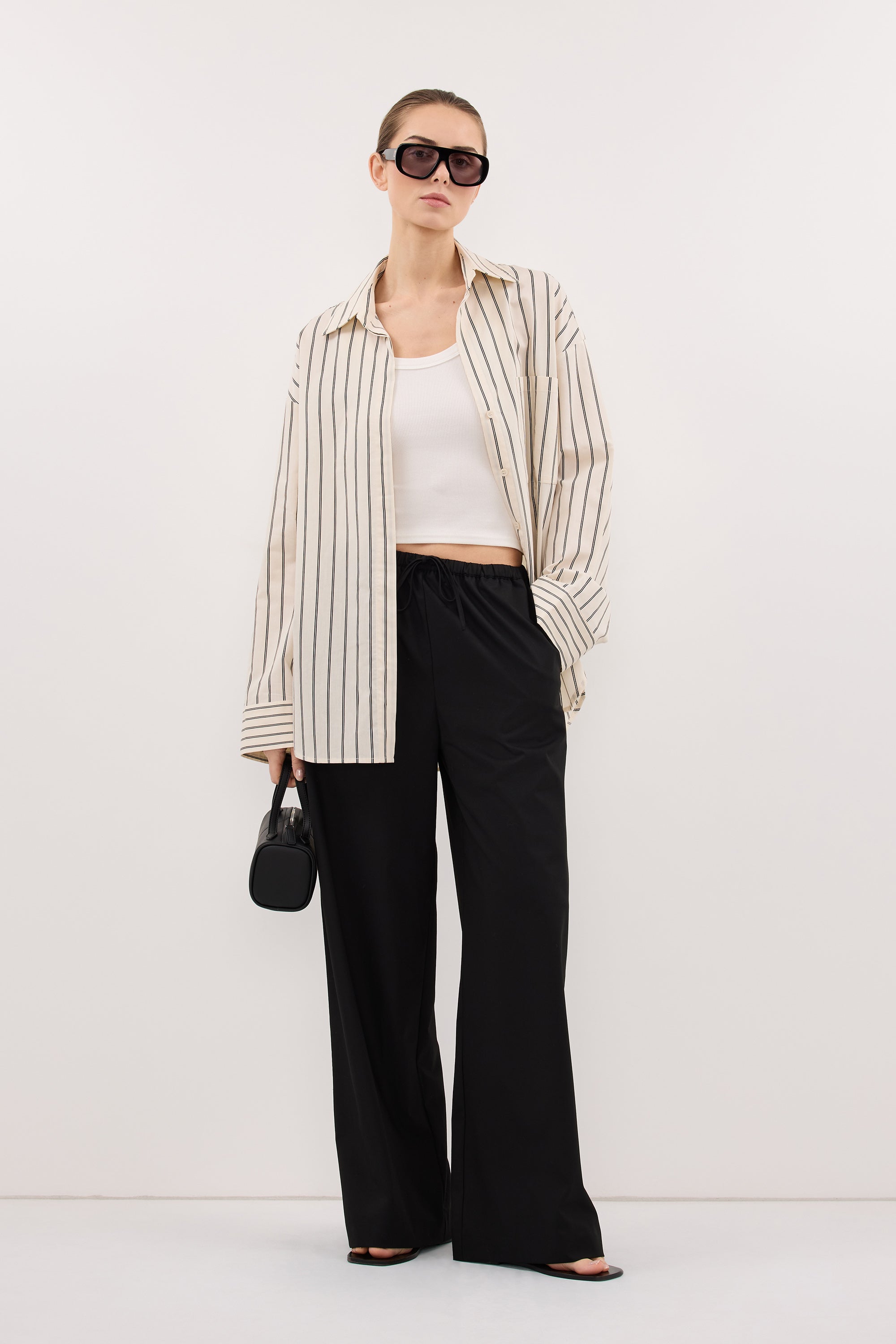 VIANNA BLACK ELASTICATED DRAWSTRING PANT