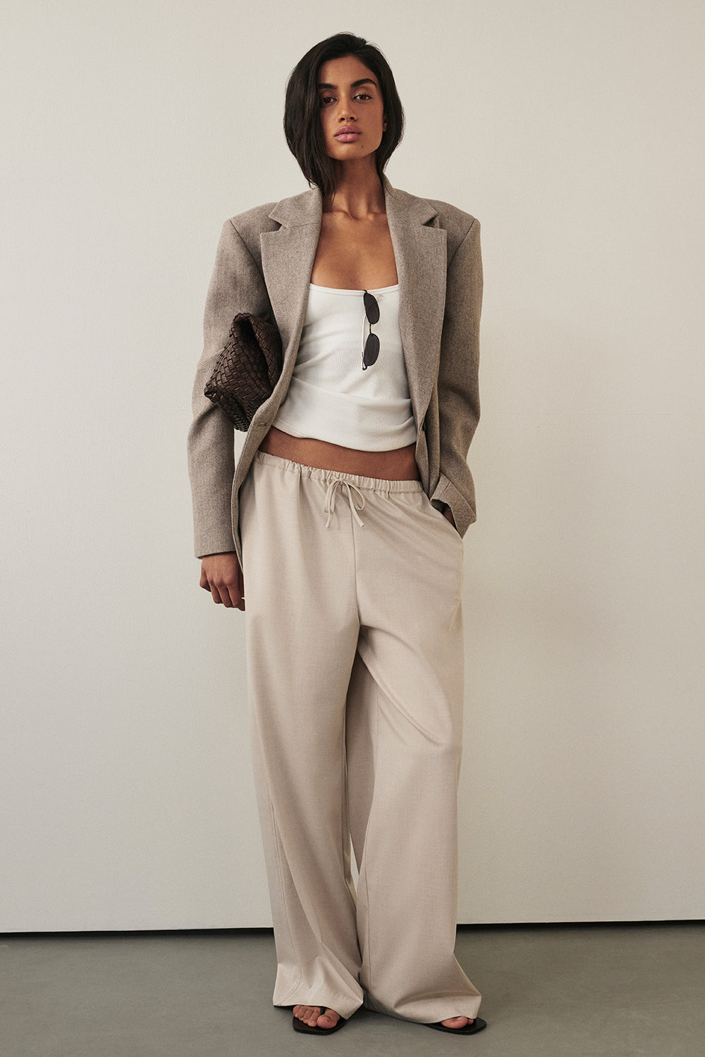 VIANNA BONE MARLE ELASTICATED DRAWSTRING PANT