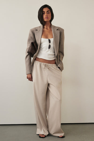 Anaya wearing VIANNA BONE MARLE ELASTICATED DRAWSTRING PANT