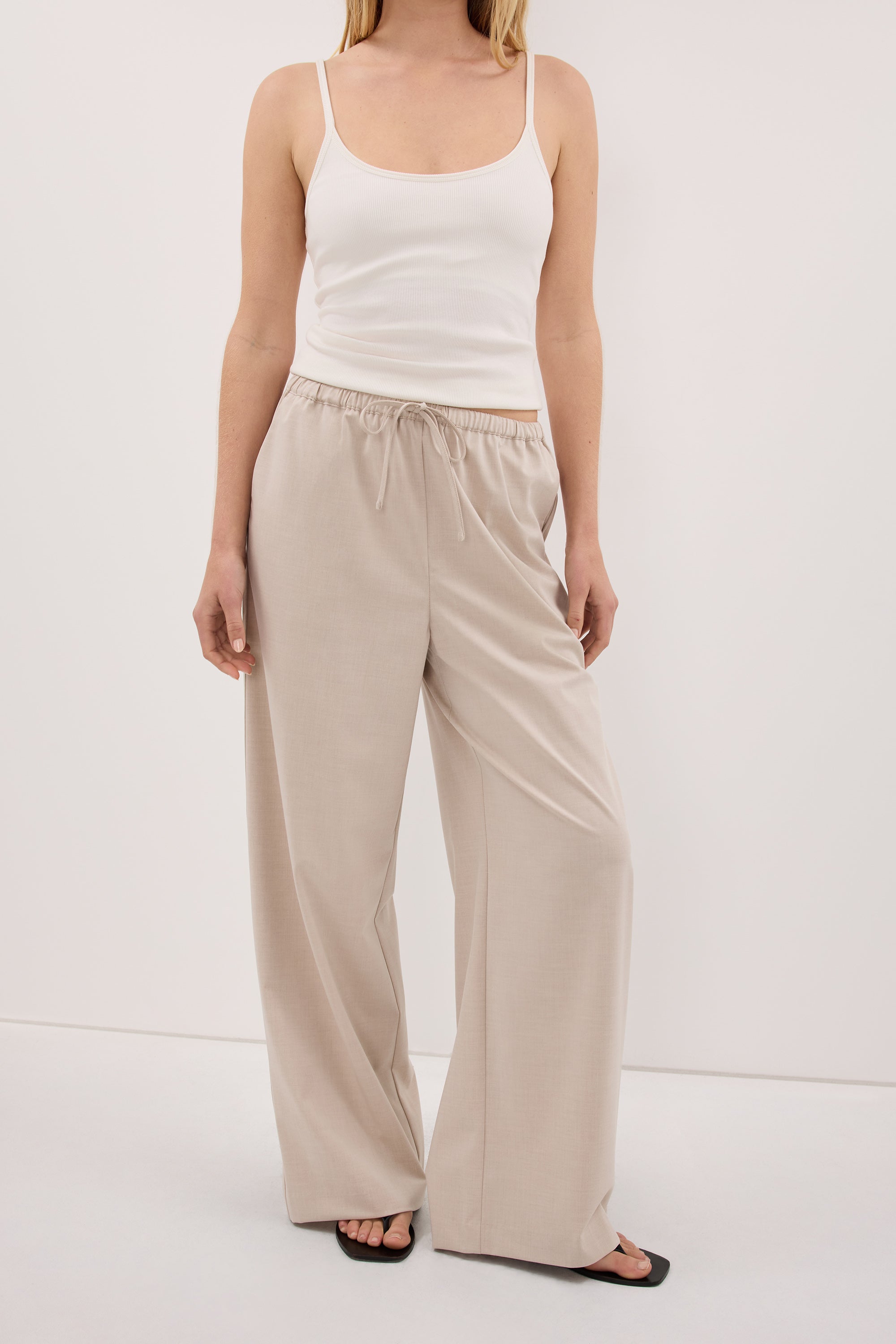 VIANNA BONE MARLE ELASTICATED DRAWSTRING PANT