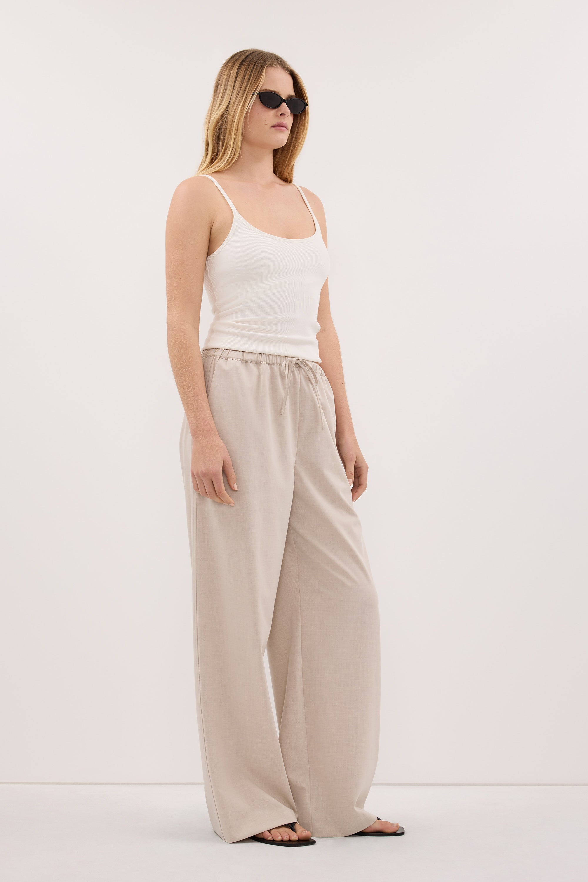 VIANNA BONE MARLE ELASTICATED DRAWSTRING PANT