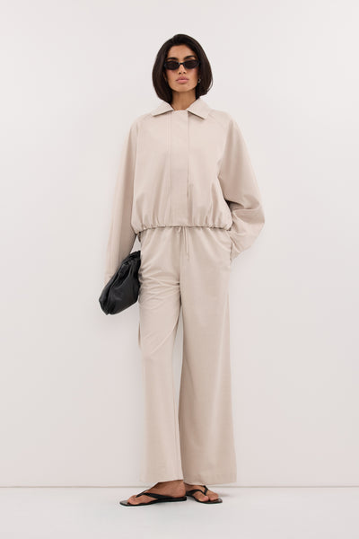 Anaya wearing VIANNA BONE MARLE ELASTICATED DRAWSTRING PANT
