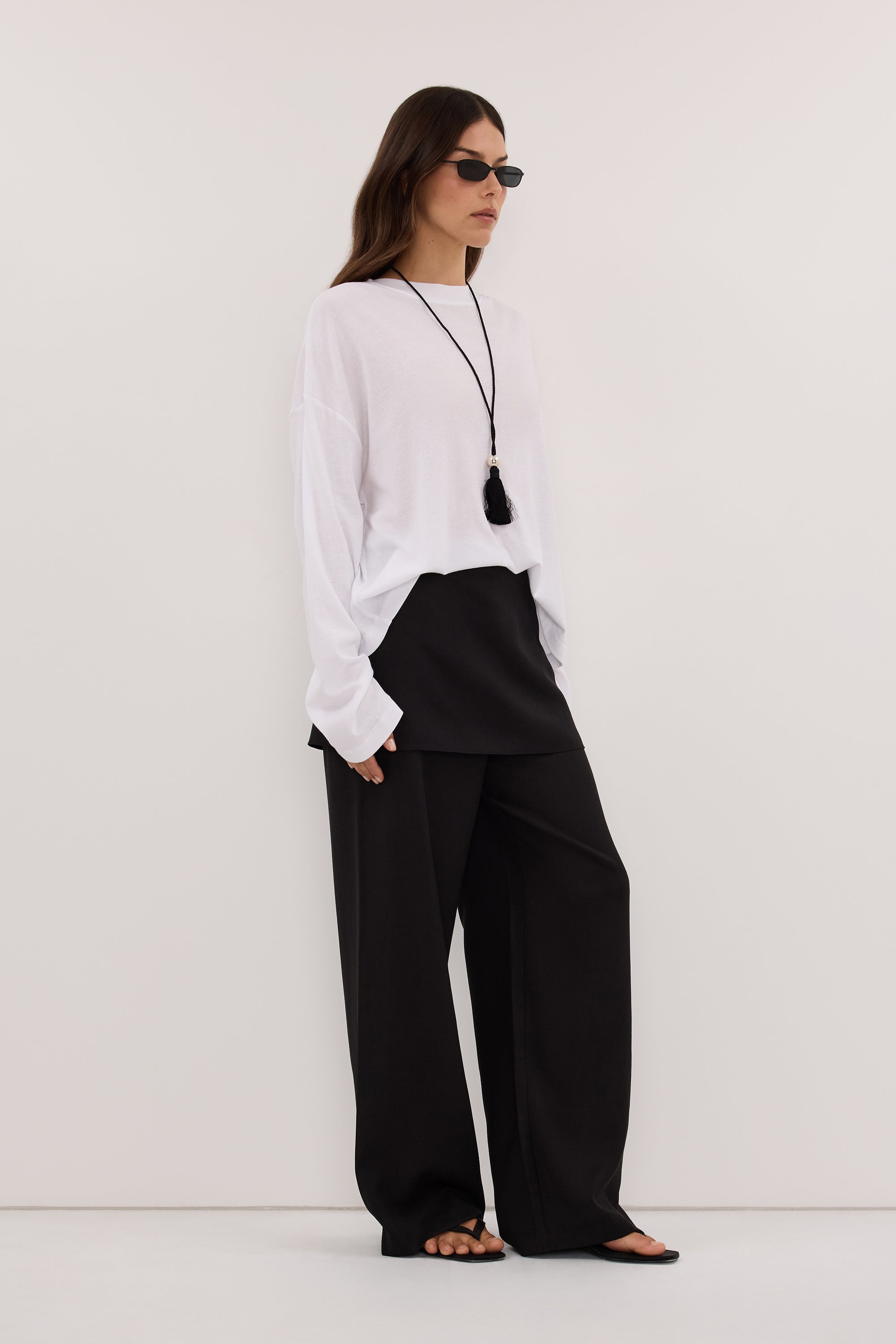 CALIA BLACK BUTTON WRAP PANT