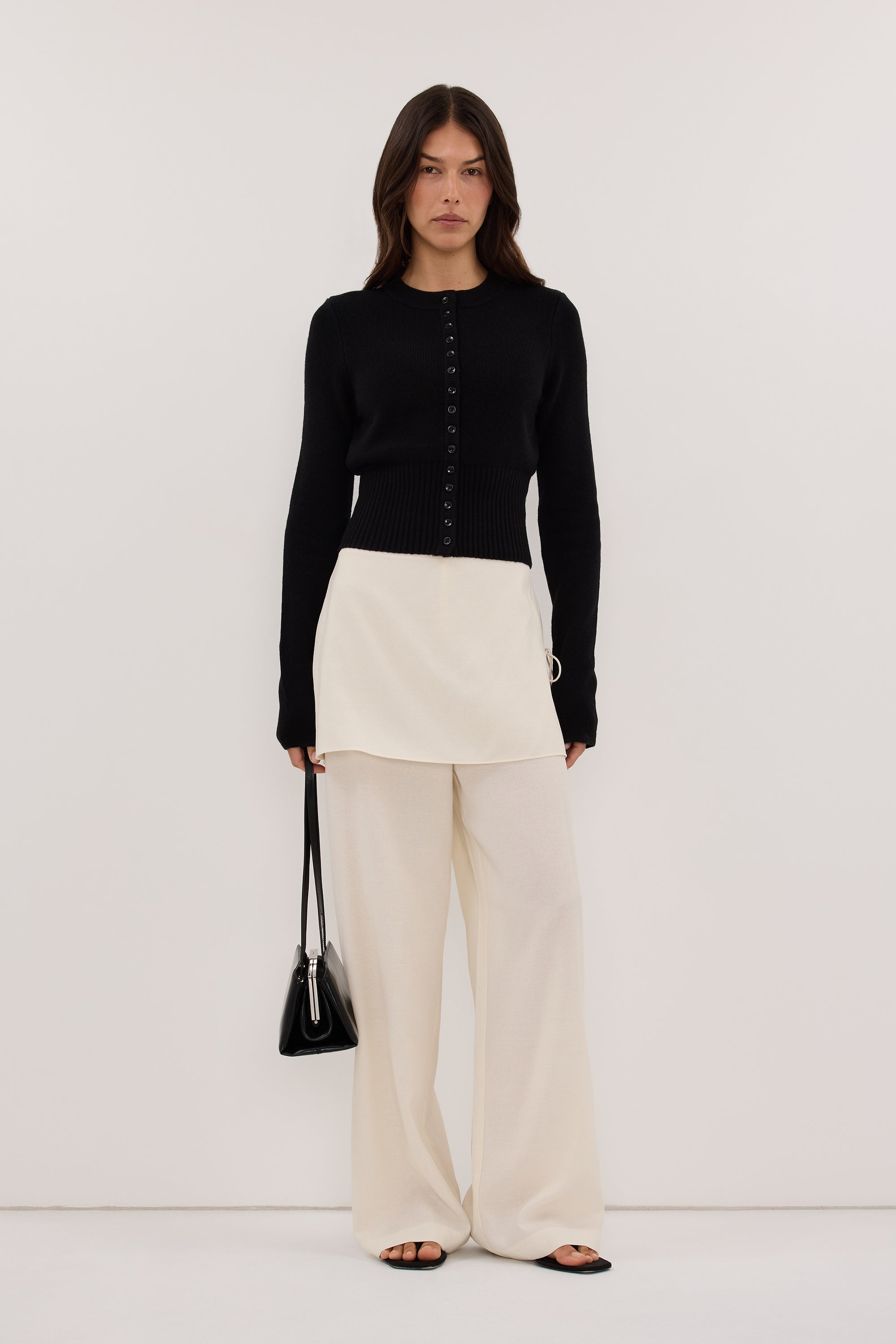 CALIA CREAM BUTTON WRAP PANT