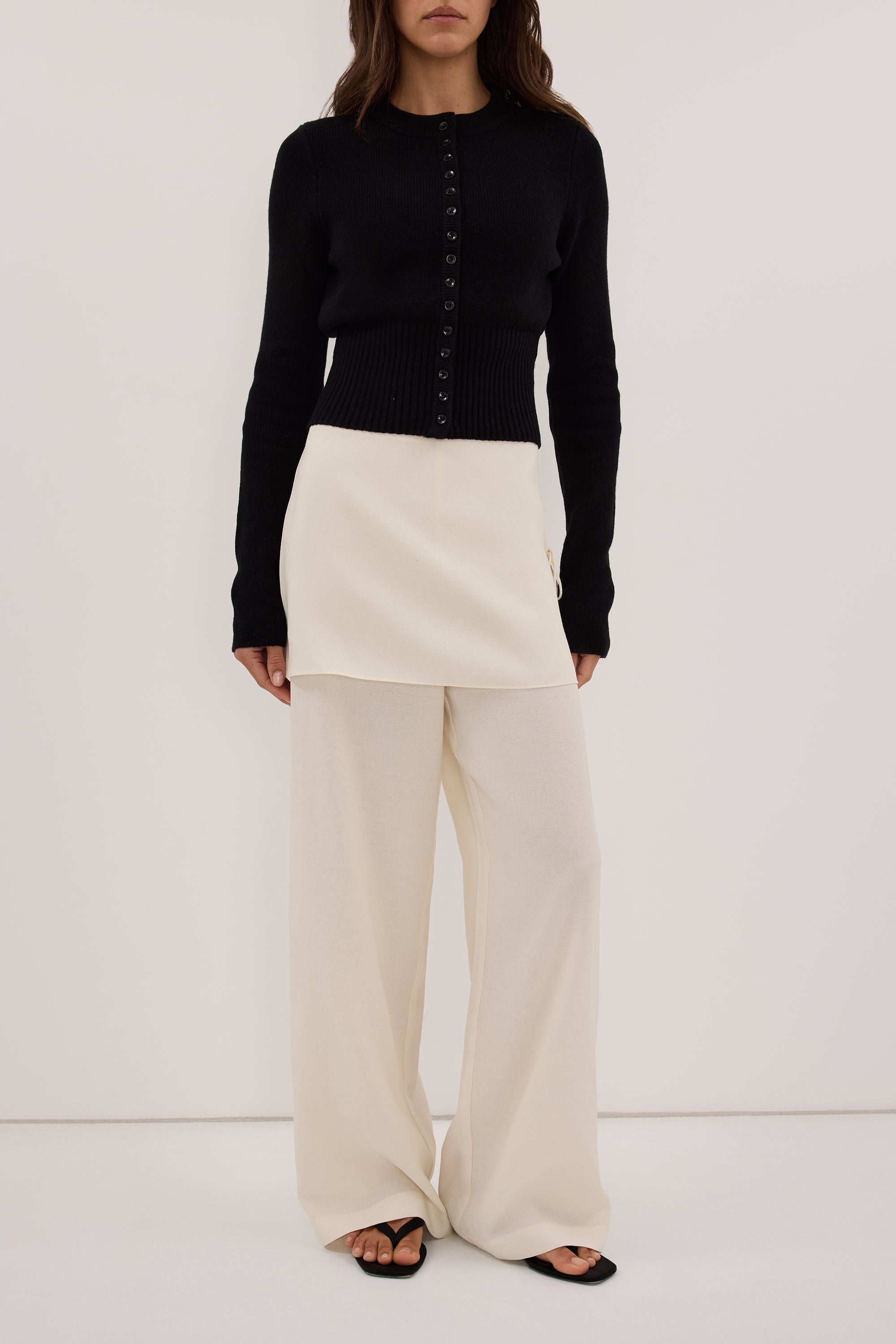 CALIA CREAM BUTTON WRAP PANT