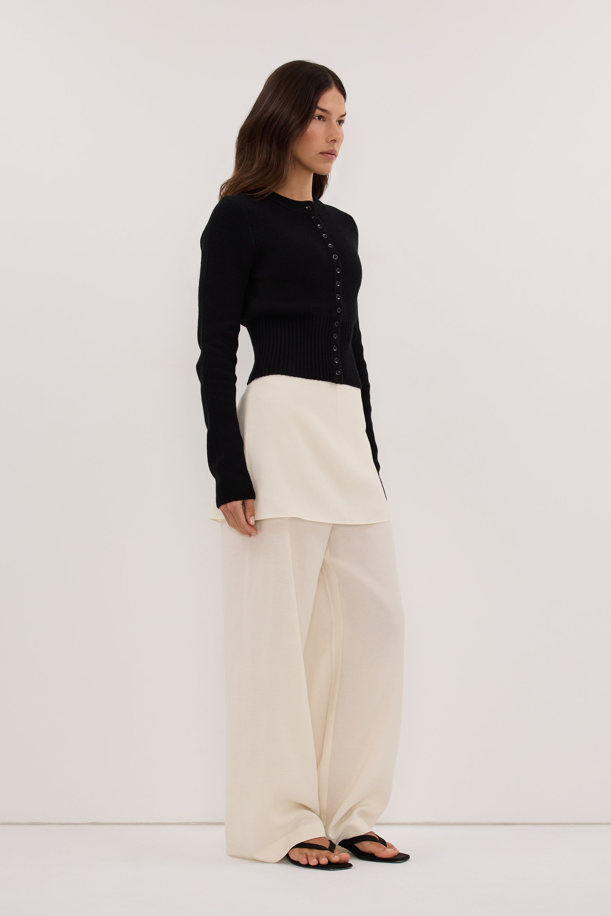 CALIA CREAM BUTTON WRAP PANT