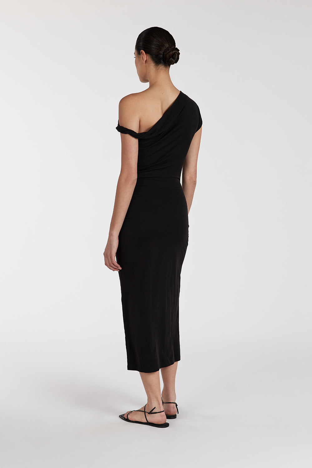 RIO WASHED BLACK DRAPED MAXI DRESS