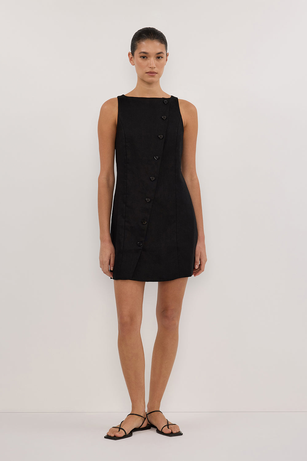 TOMMY BLACK LINEN MINI DRESS