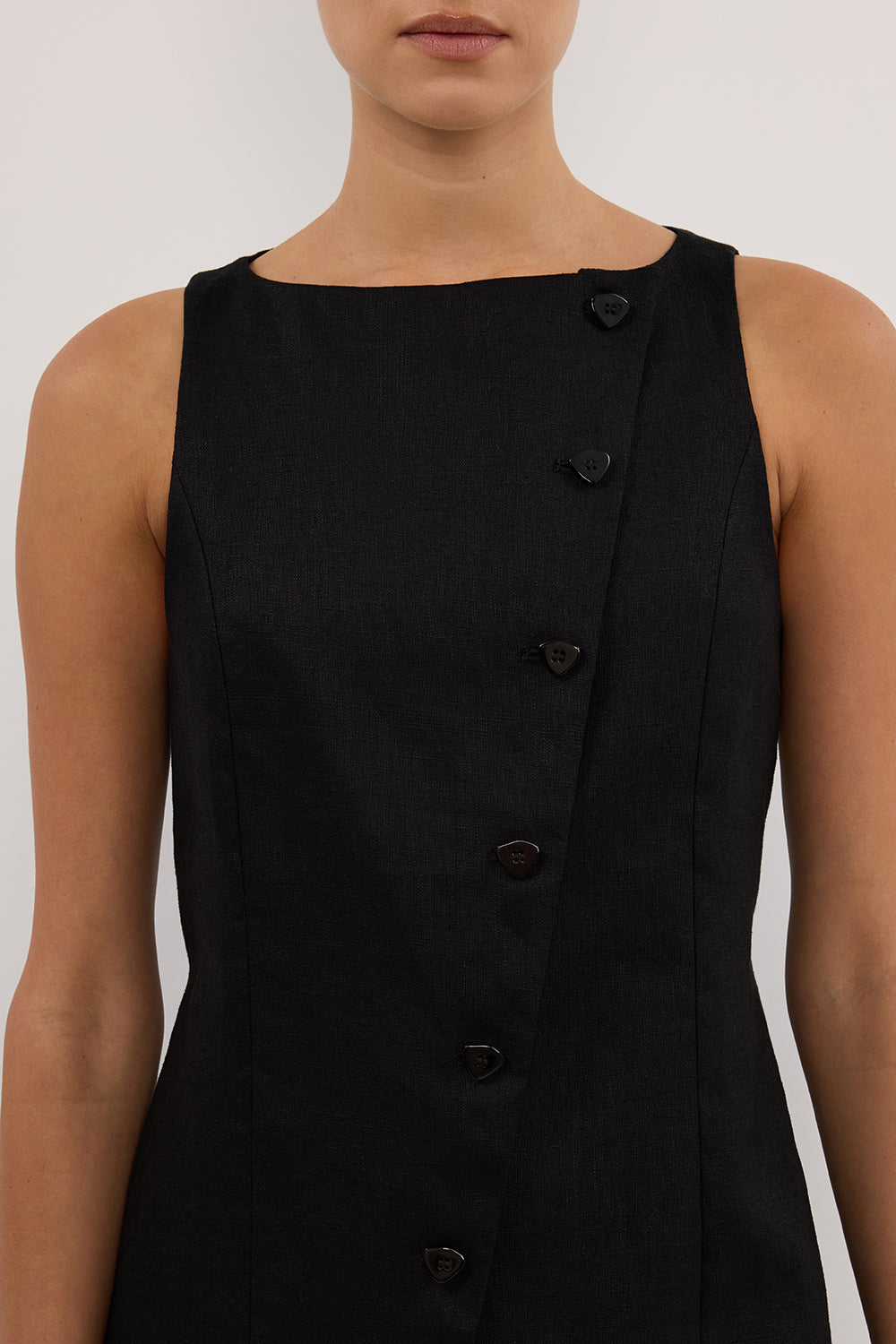 TOMMY BLACK LINEN MINI DRESS