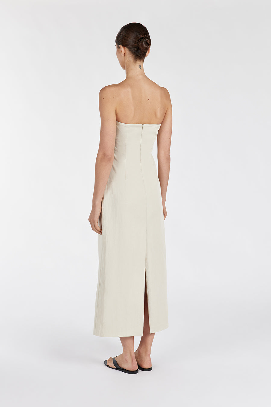 OPAL OAT STRAPLESS MIDI DRESS