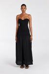 ELLISON BLACK STRAPLESS MIDI DRESS