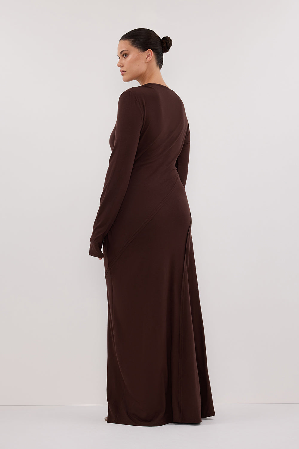HADLEY CHOC LONG SLEEVE KNIT MAXI DRESS