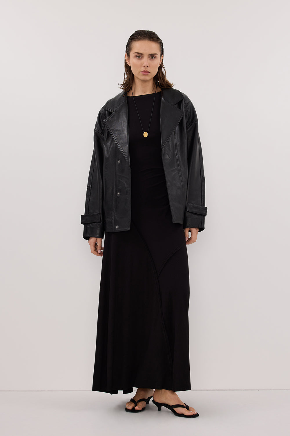 HADLEY BLACK SLEEVELESS KNIT MAXI DRESS