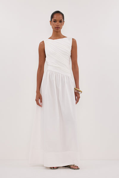 Kristen wearing ALEXANDRA WHITE HYBRID MIDI DRESS