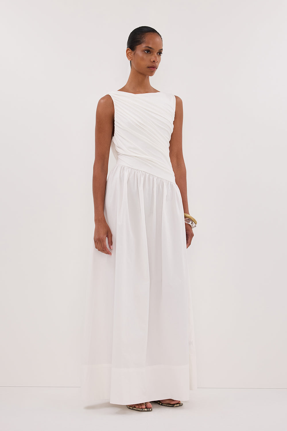ALEXANDRA WHITE HYBRID MIDI DRESS