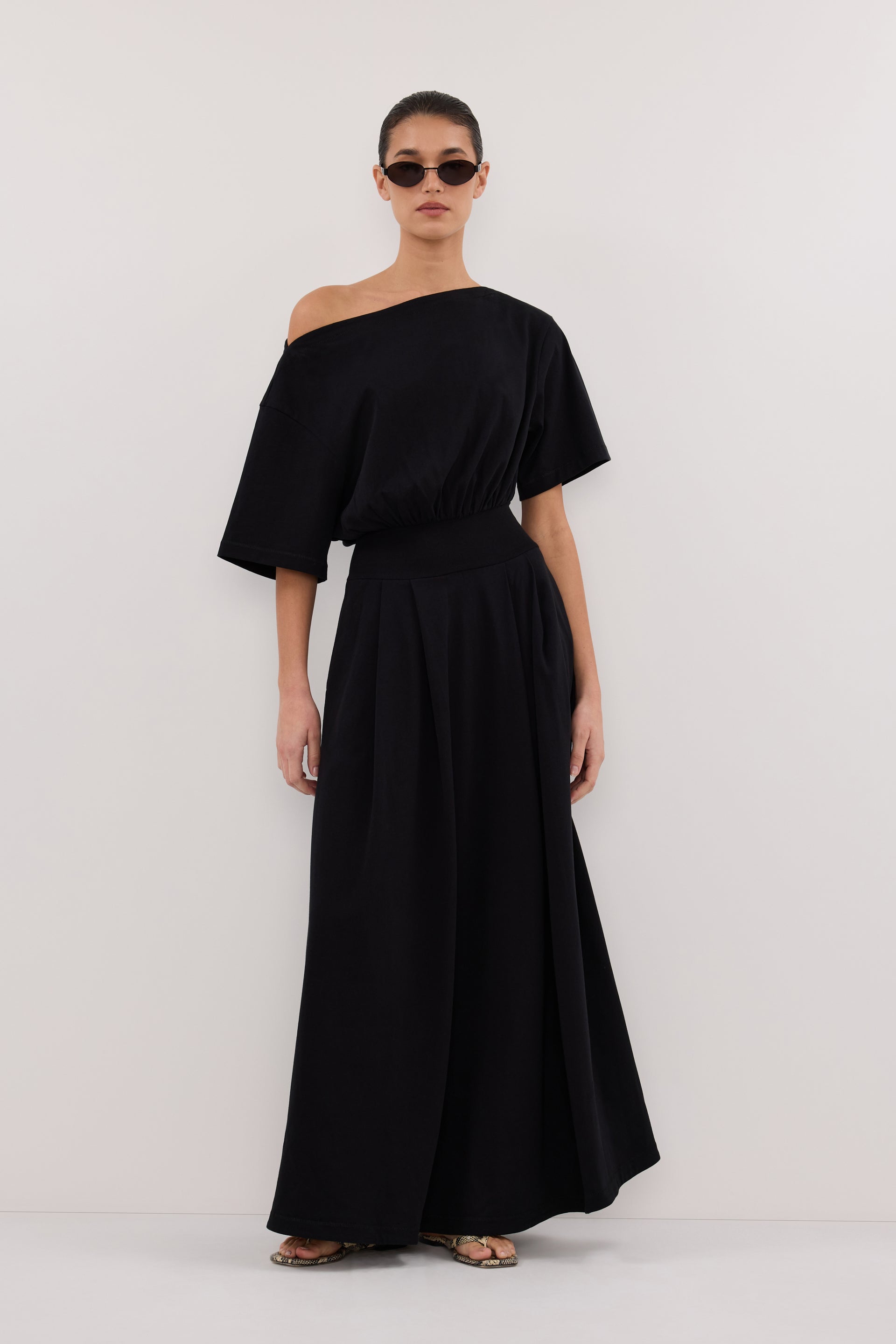 ESME BLACK ASYM MAXI DRESS – DISSH