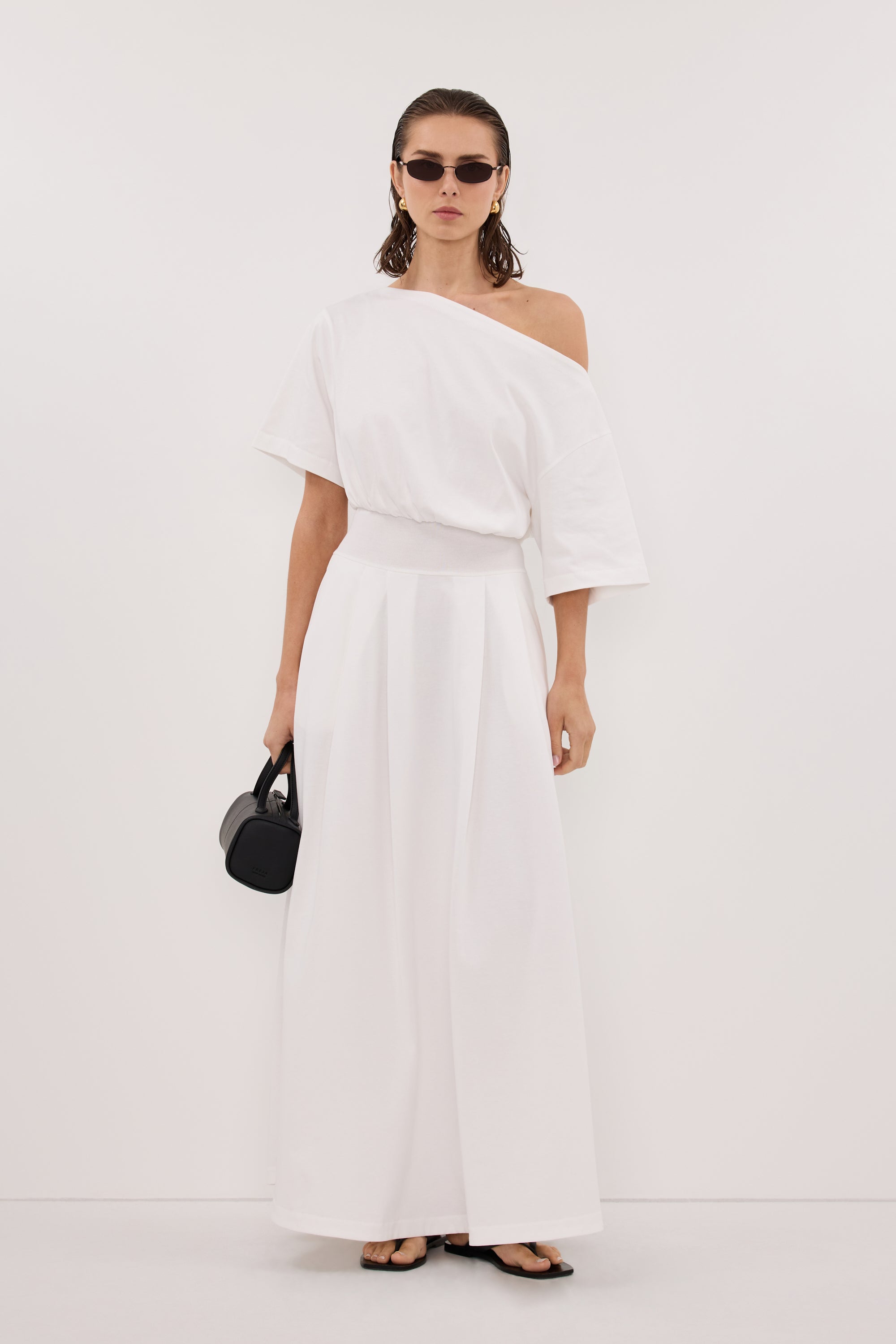 ESME WHITE ASYM MAXI DRESS – DISSH