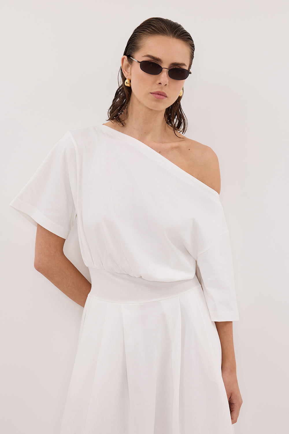 ESME WHITE ASYM MAXI DRESS