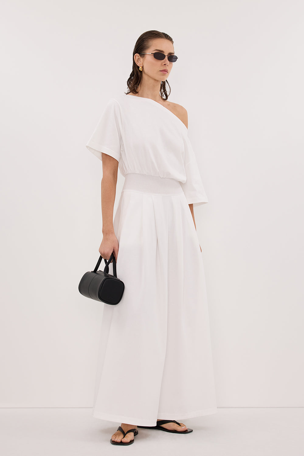 ESME WHITE ASYM MAXI DRESS