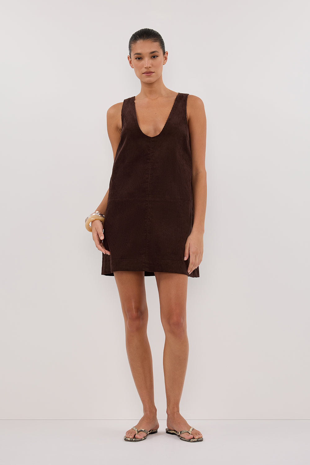 MILA CHOC COTTON CORDUROY MINI DRESS