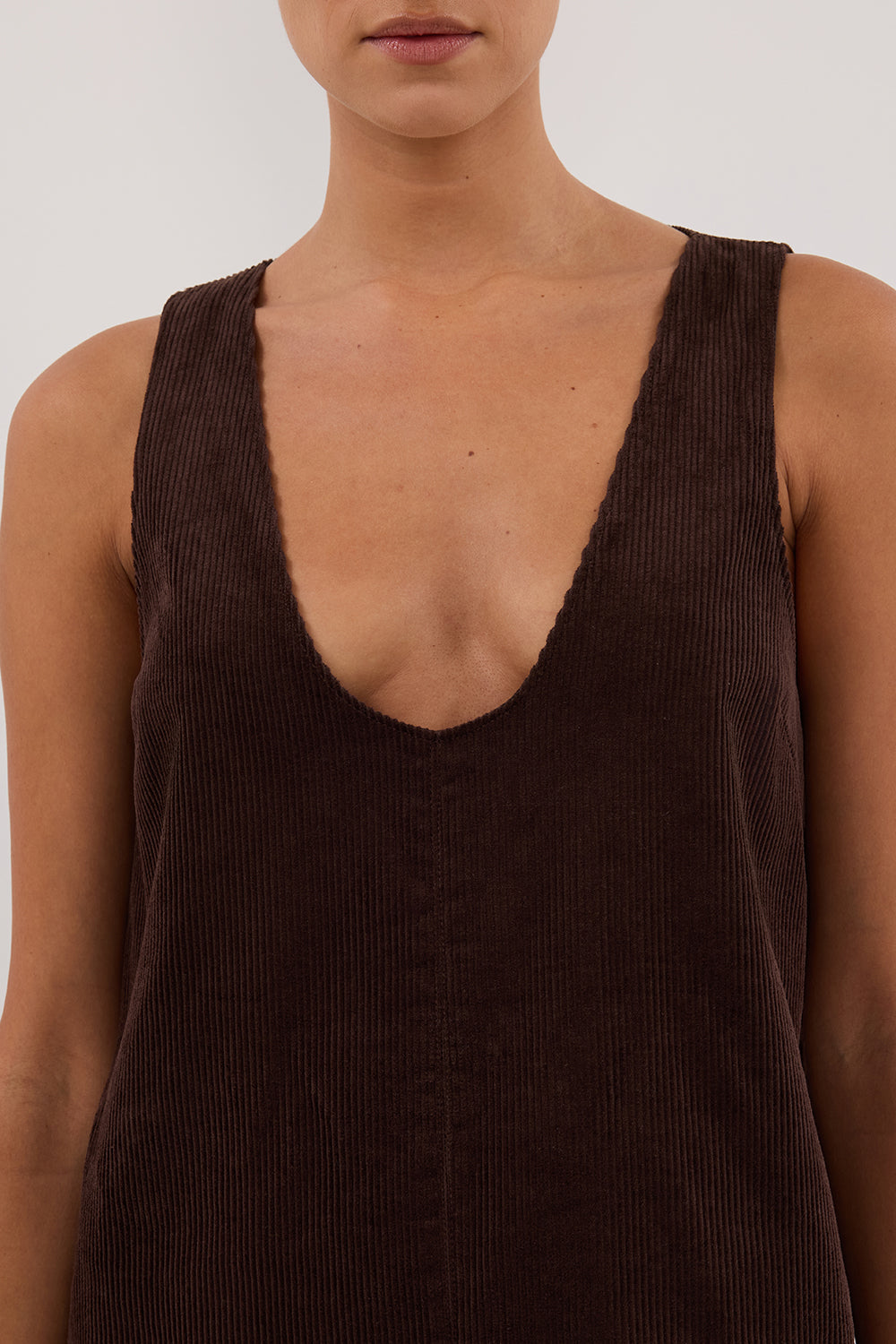 MILA CHOC COTTON CORDUROY MINI DRESS