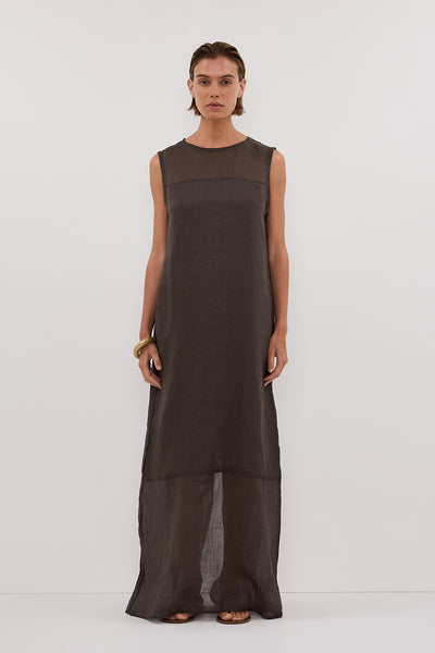 Joanna wearing KAI PETROL RAMIE SHELL MIDI DRESS